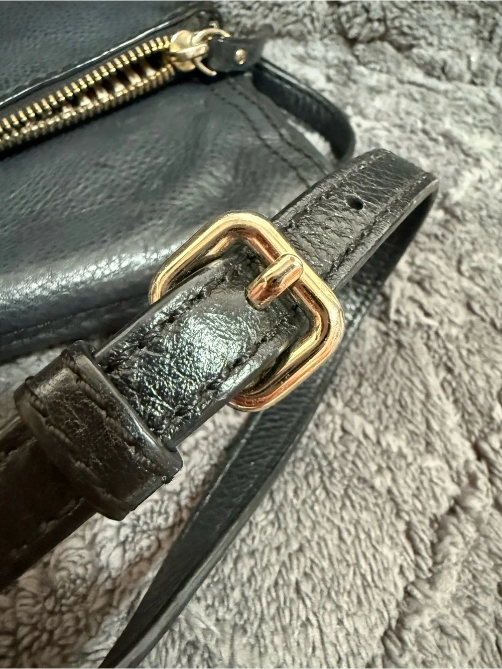kate spade Black Pebbled Leather Crossbody with Gold Hardware